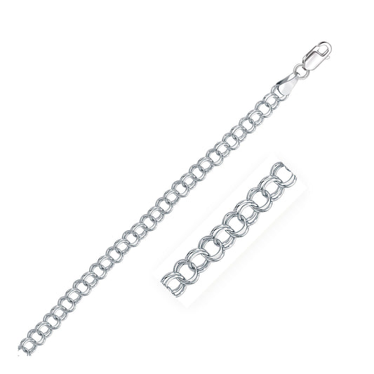 5.0 mm 14k White Gold Solid Double Link Charm Bracelet-0