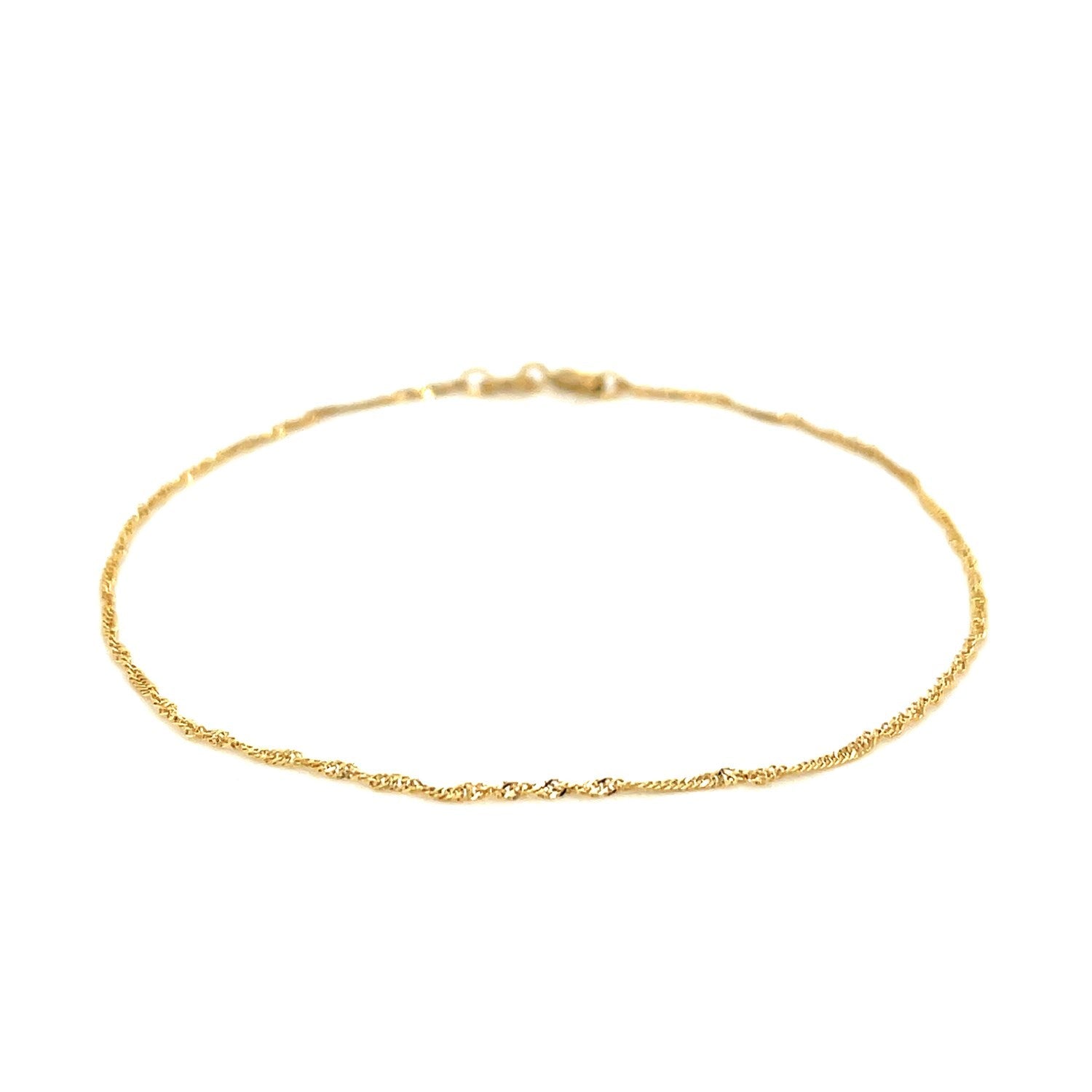 14k Yellow Gold Singapore Bracelet 1.0mm-1
