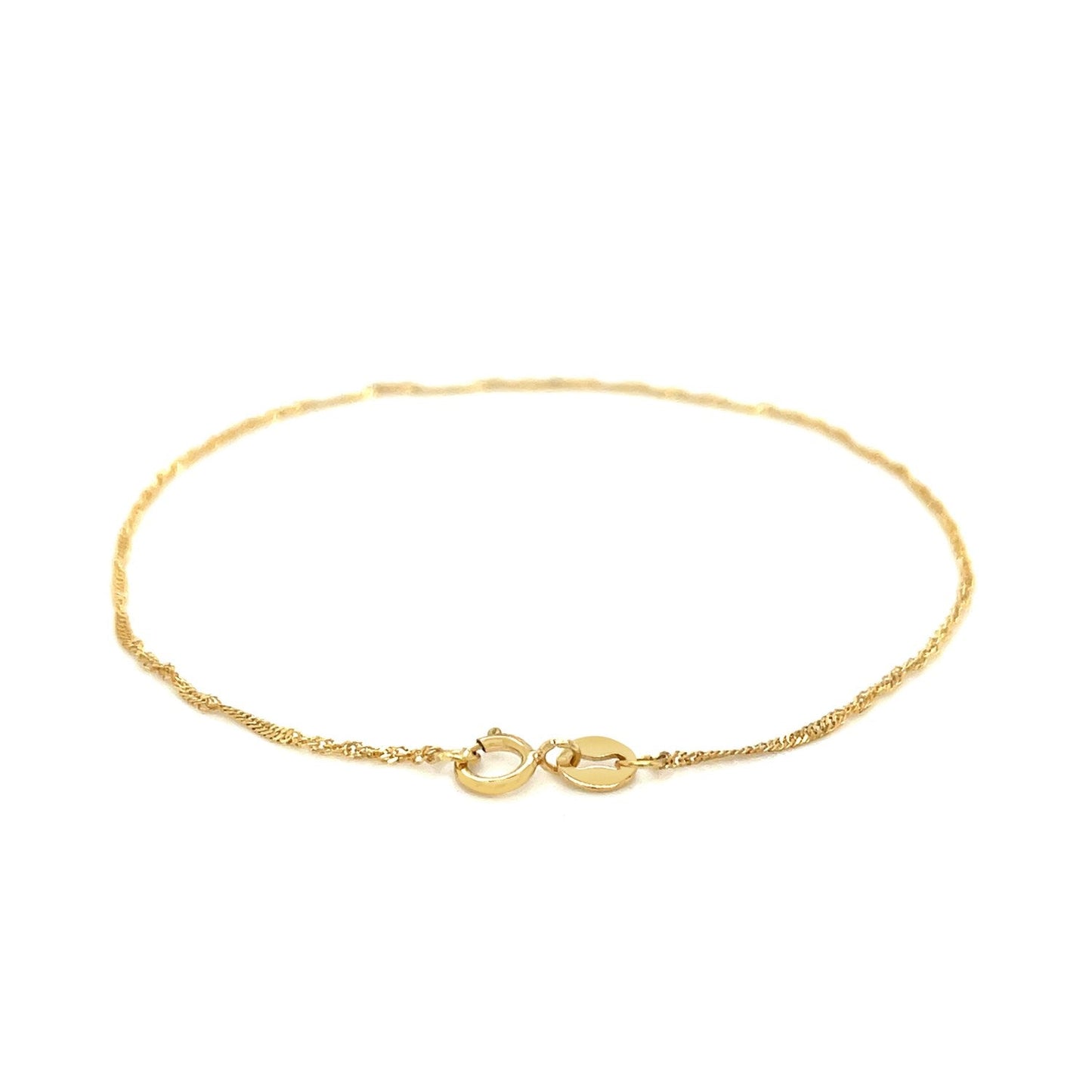 14k Yellow Gold Singapore Bracelet 1.0mm-2