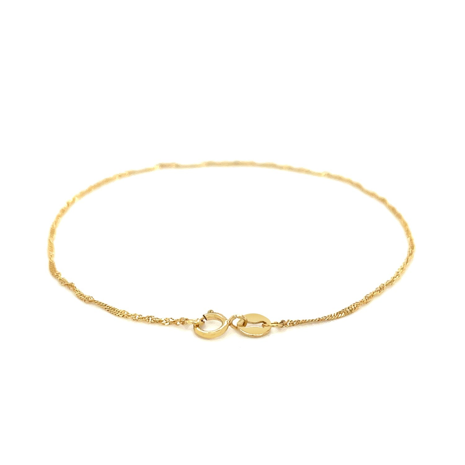 14k Yellow Gold Singapore Bracelet 1.0mm-2