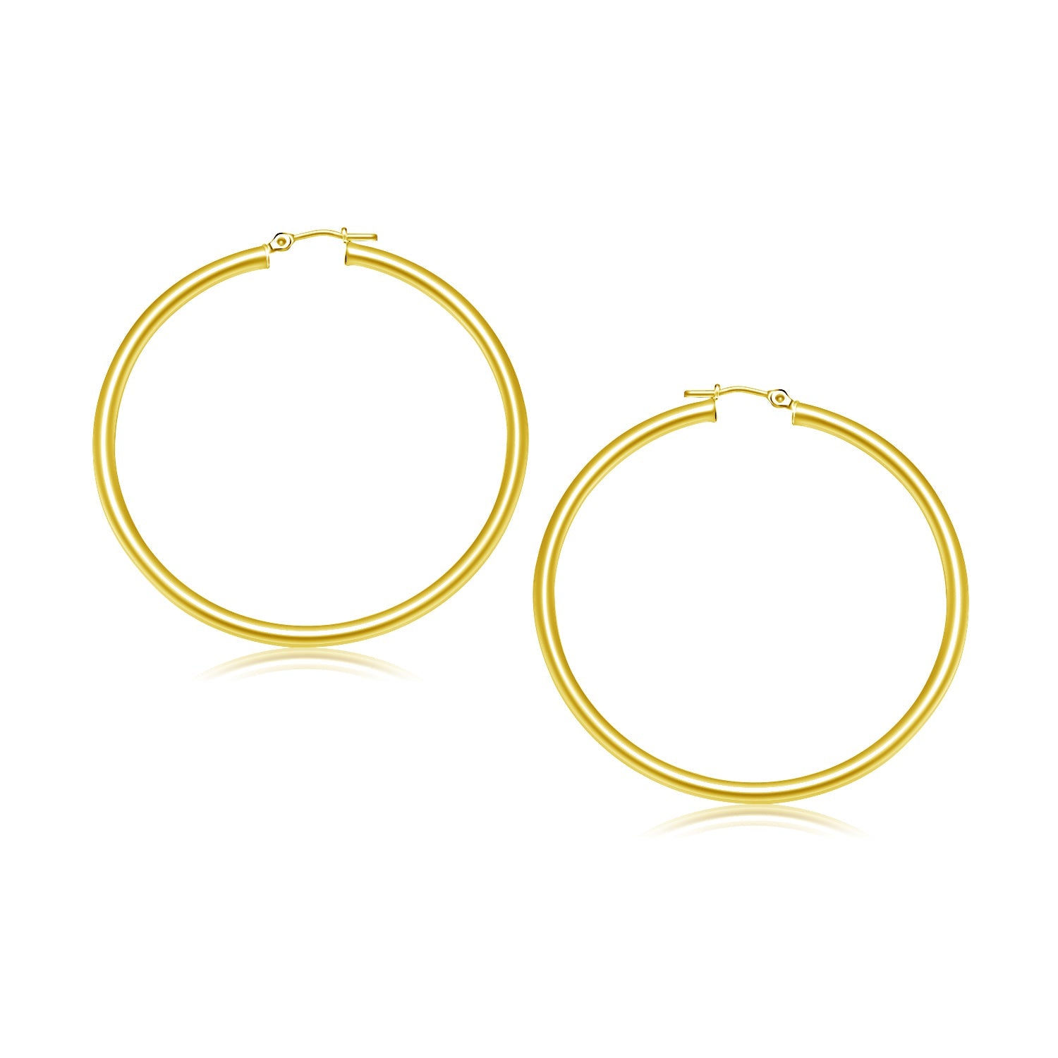 14k Yellow Gold Polished Hoop Earrings (30 mm)-0