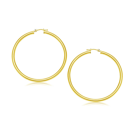14k Yellow Gold Polished Hoop Earrings (30 mm)-0