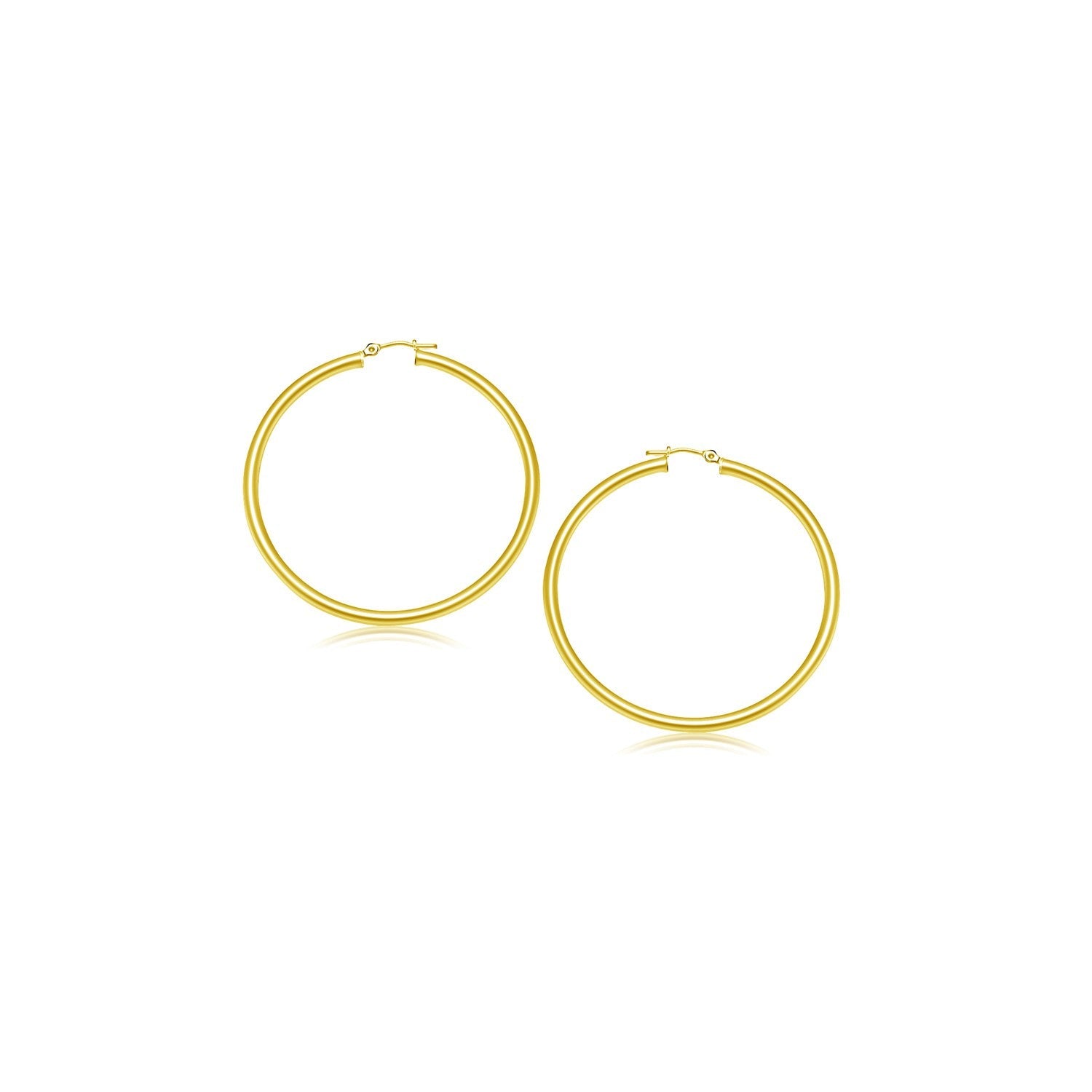 14k Yellow Gold Polished Hoop Earrings (15 mm)-0