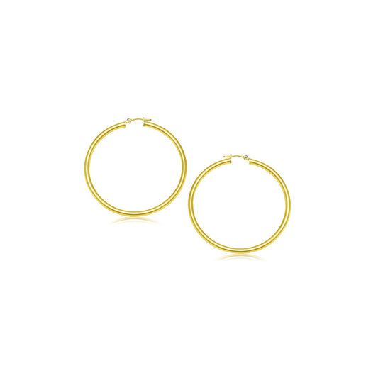 14k Yellow Gold Polished Hoop Earrings (15 mm)-0