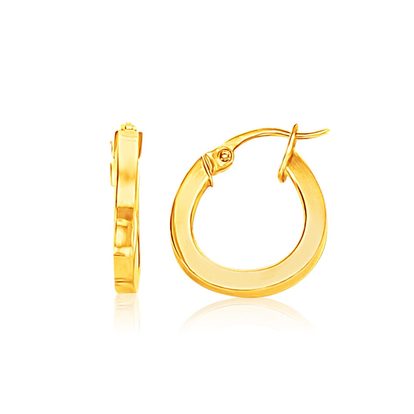 14k Yellow Gold Flat Side Small Hoop Earrings-0
