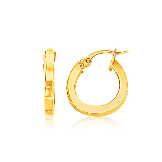 14k Yellow Gold Flat Side Small Hoop Earrings-0