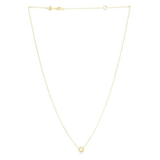 14k Yellow Gold Star of David Necklace-1