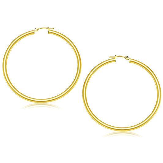 14k Yellow Gold Polished Hoop Earrings (50 mm)-0