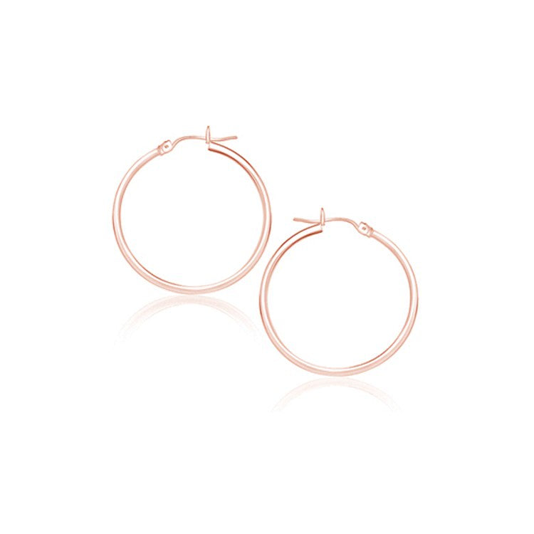 14k Rose Gold Polished Hoop Earrings (25 mm)-0