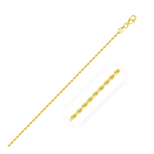 2.0mm 14k Yellow Gold Diamond Cut Rope Anklet-0