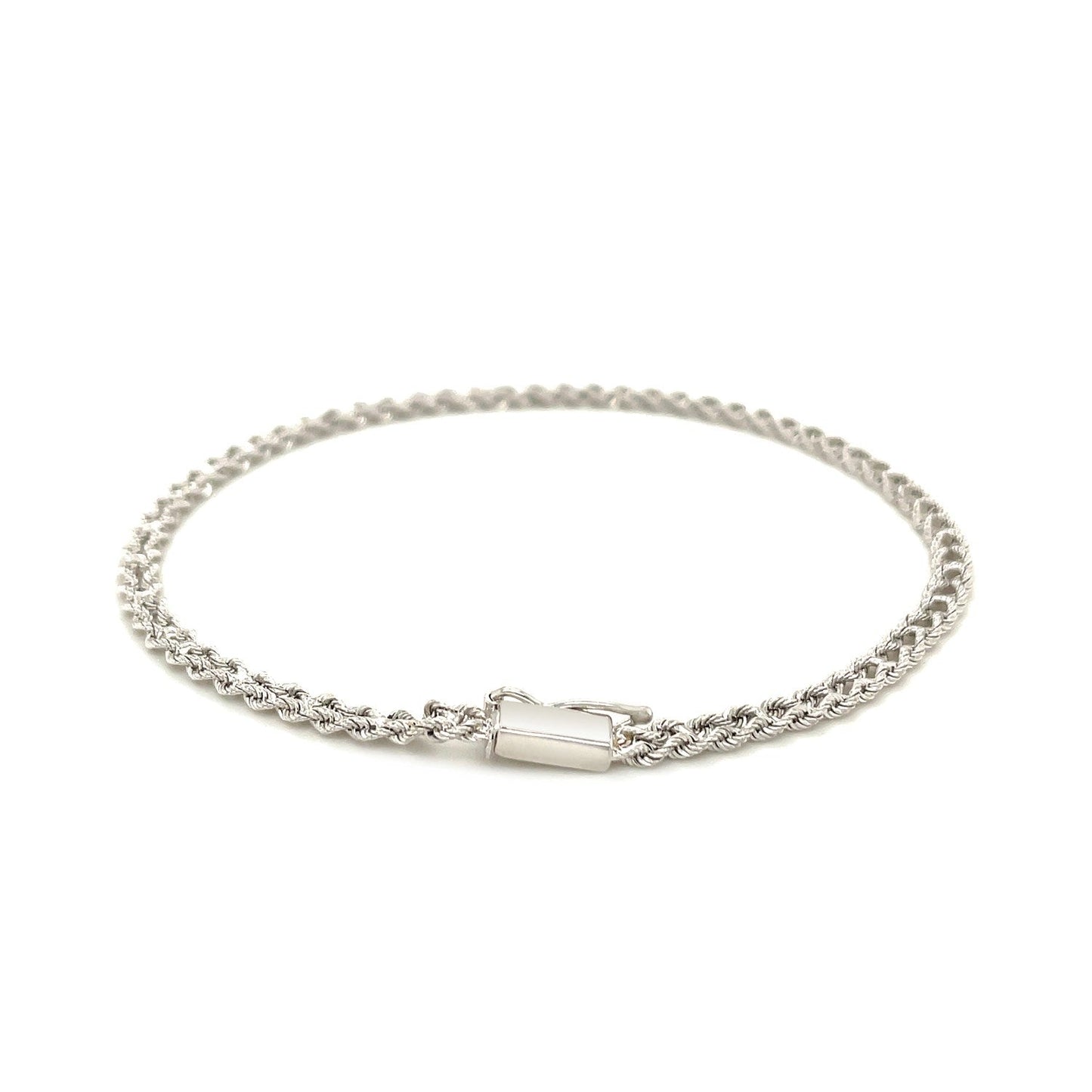 3.0 mm 14k White Gold Two Row Rope Bracelet-1