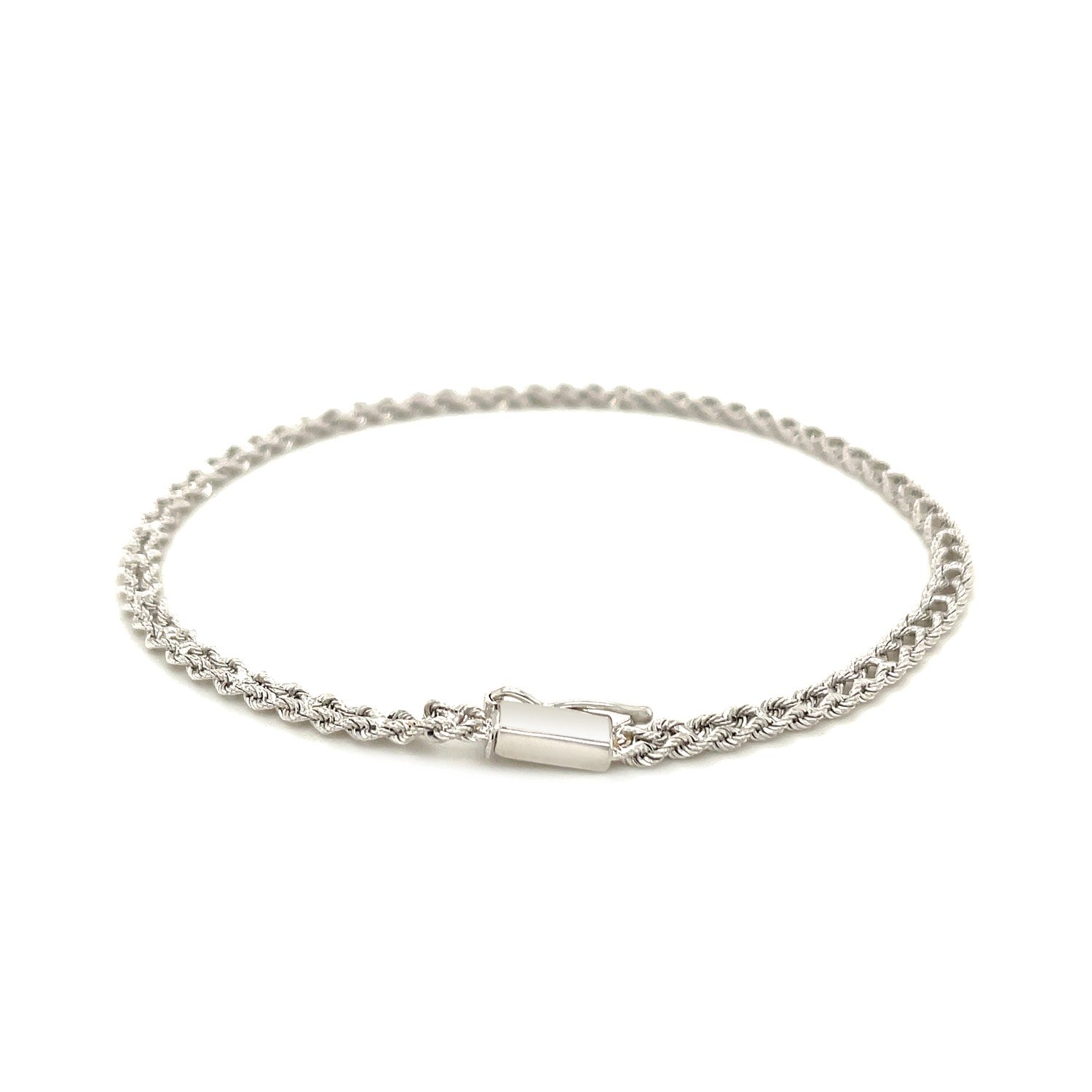 3.0 mm 14k White Gold Two Row Rope Bracelet-1