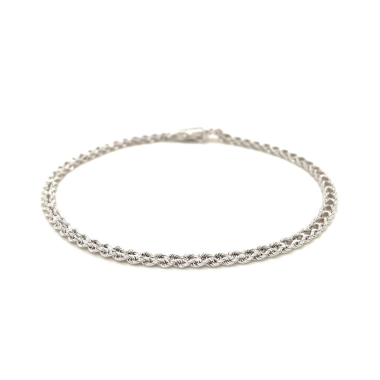 3.0 mm 14k White Gold Two Row Rope Bracelet-2