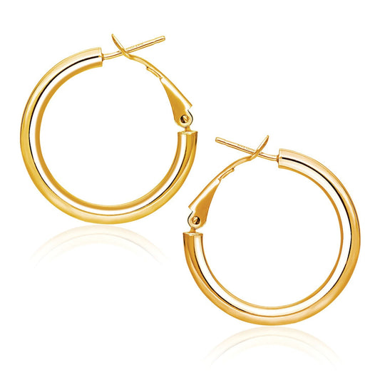 14k Yellow Gold High Polish  Hoop Earrings (0.78 inch Diameter)-0