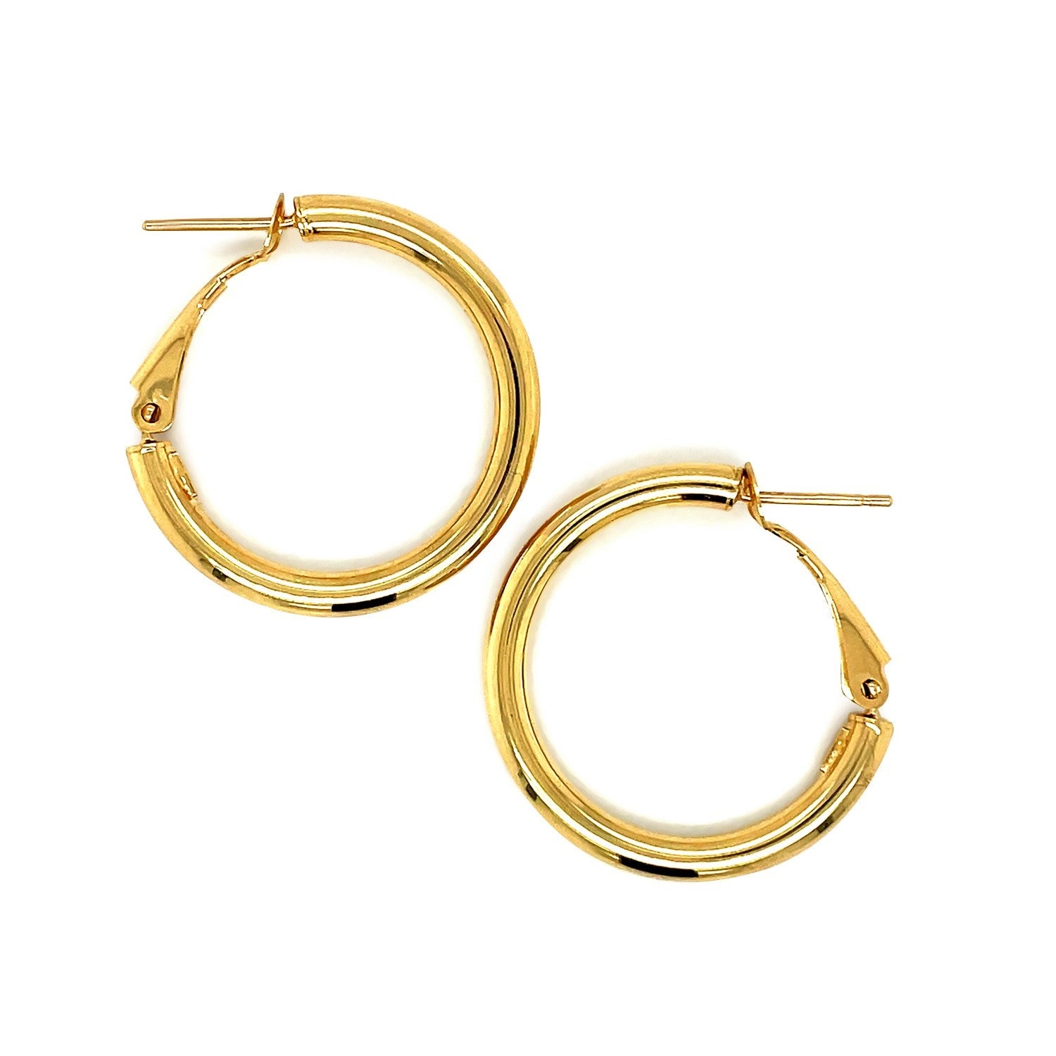 14k Yellow Gold High Polish  Hoop Earrings (0.78 inch Diameter)-1