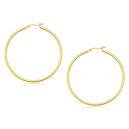 14k Yellow Gold Polished Hoop Earrings (45 mm)-0