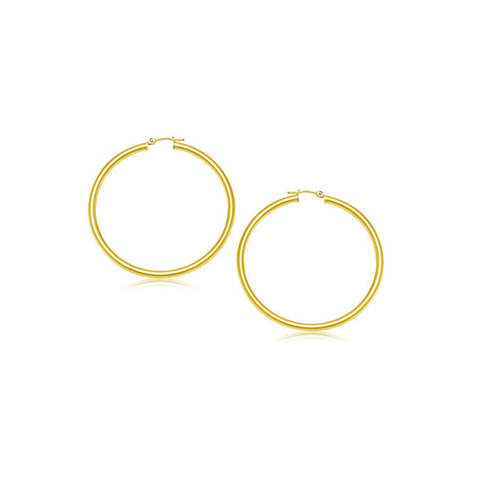 14k Yellow Gold Polished Hoop Earrings (2- mm)-0