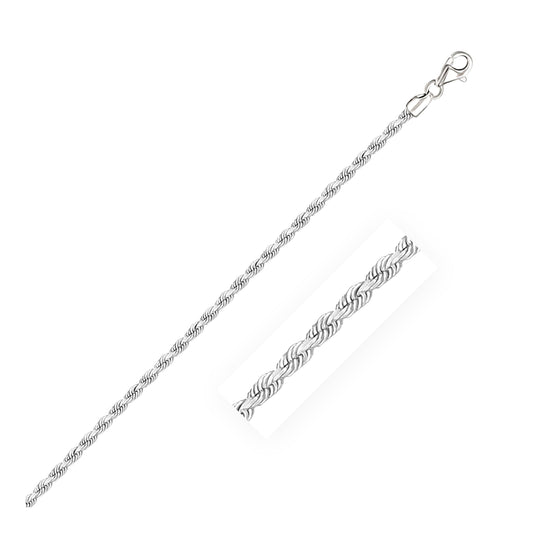 2.5mm 14k White Gold Solid Diamond Cut Rope Bracelet-0