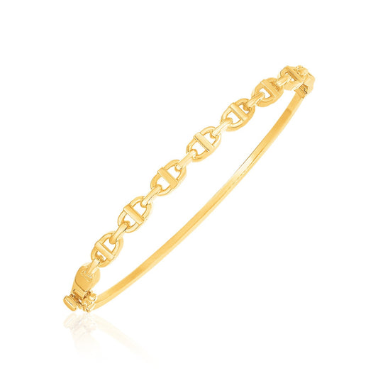 14k Yellow Gold High Polish Puffed Mariner Bangle-0