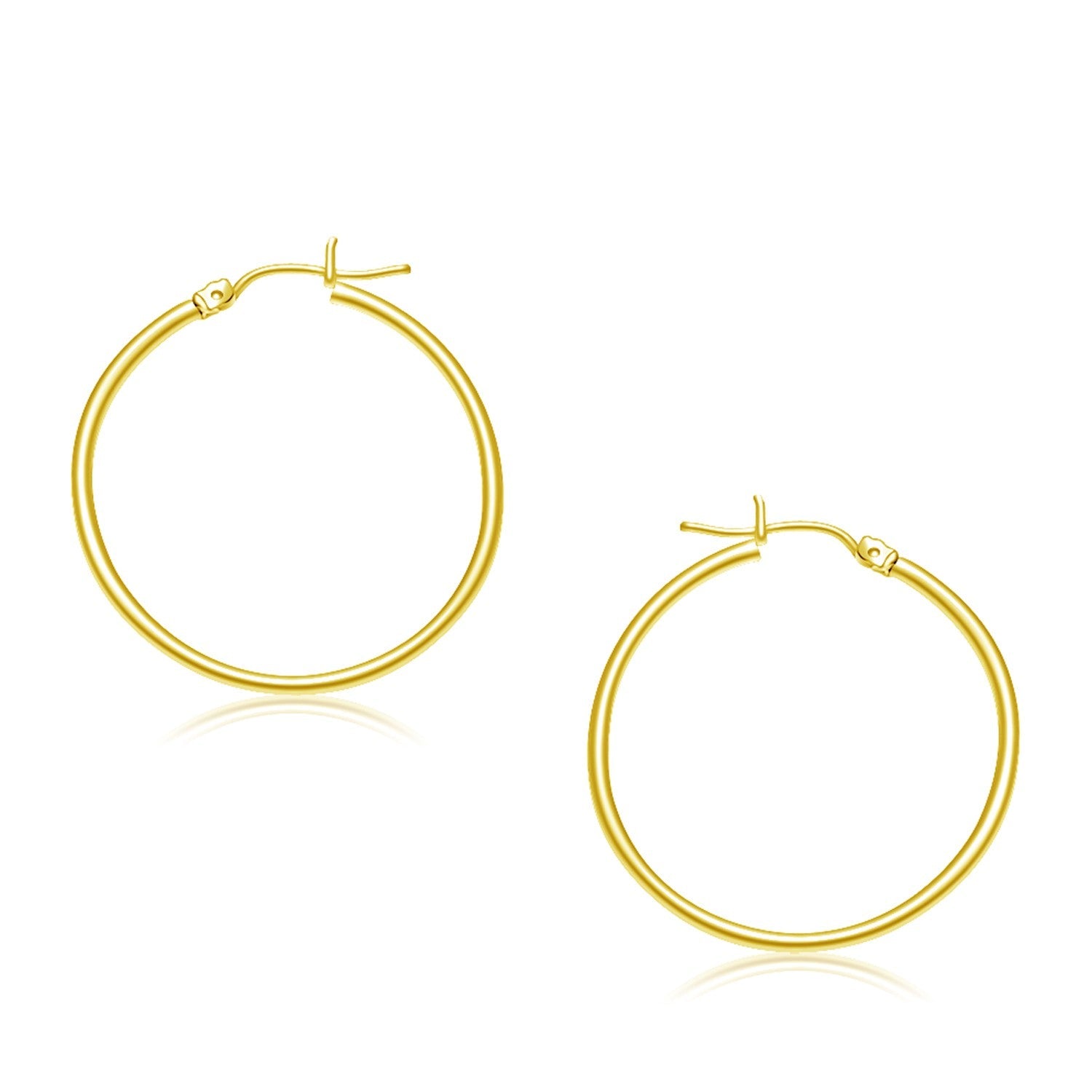 14k Yellow Gold Polished Hoop Earrings (30 mm)-0