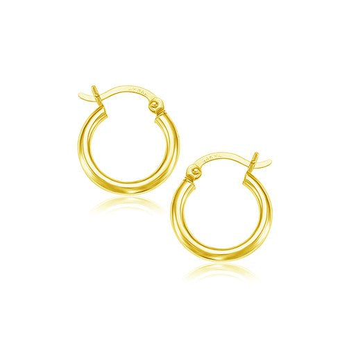 14k Yellow Gold Polished Hoop Earrings (15 mm)-0