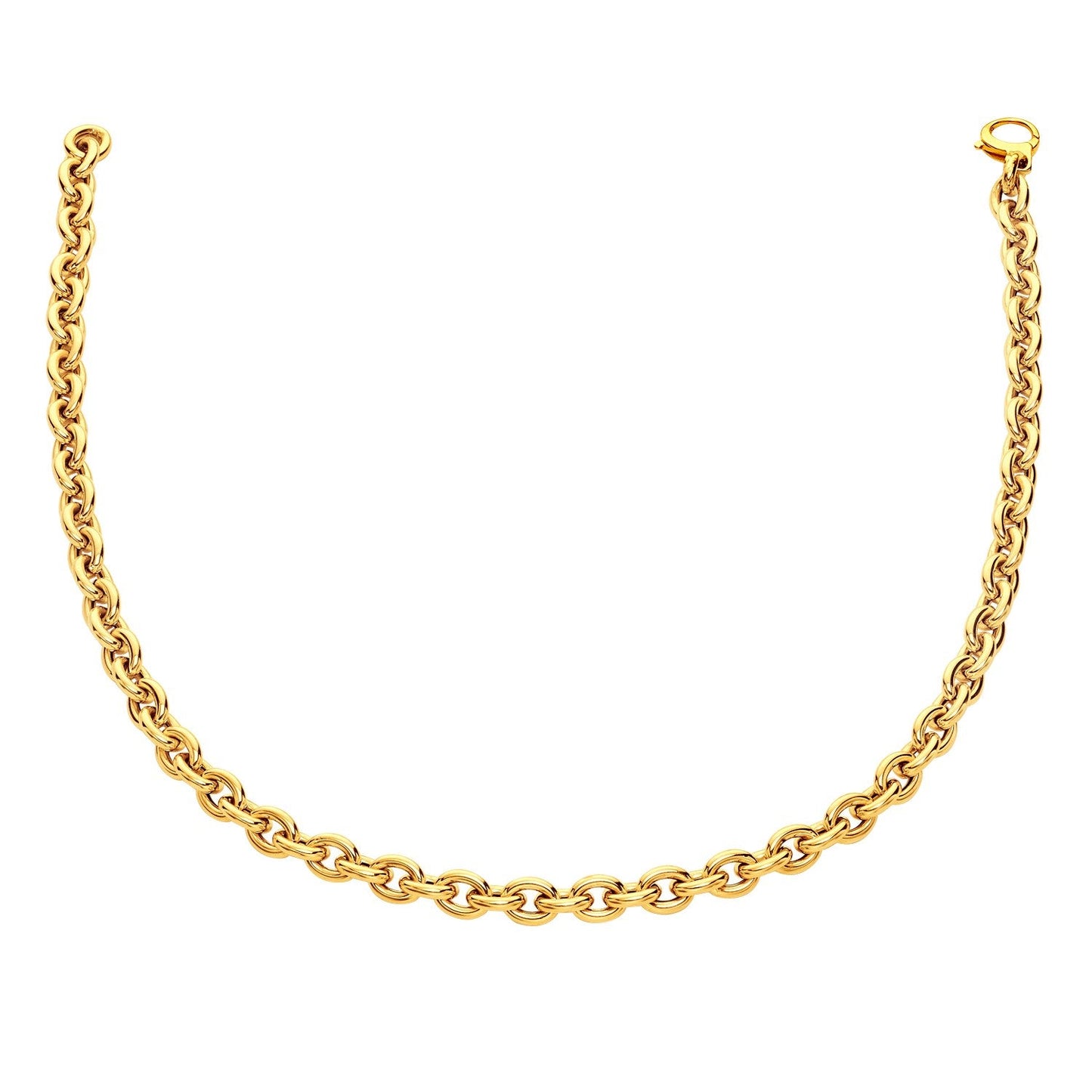 14k Yellow Gold Polished Cable Link Necklace-0