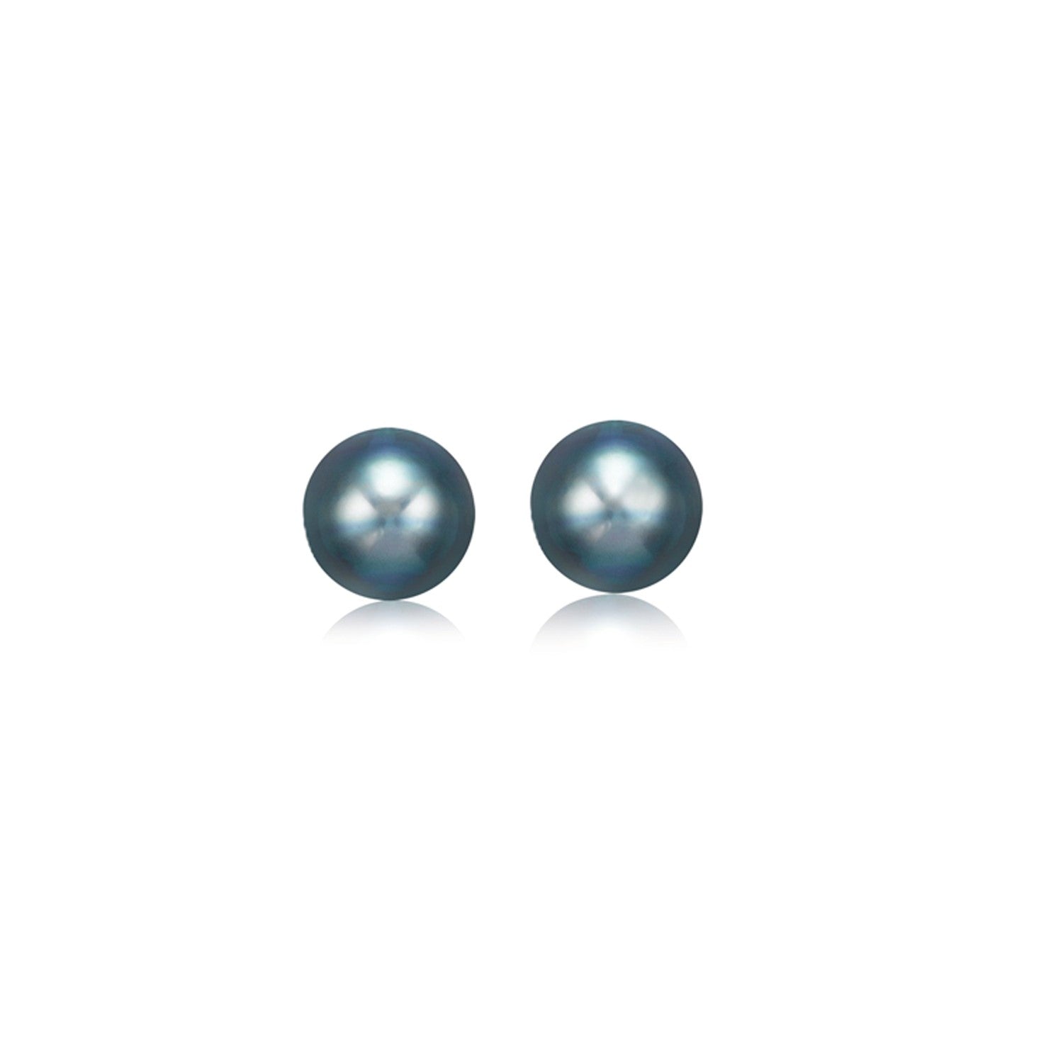 14k Yellow Gold Cultured Black Pearl Stud Earrings (6.0 mm)-0