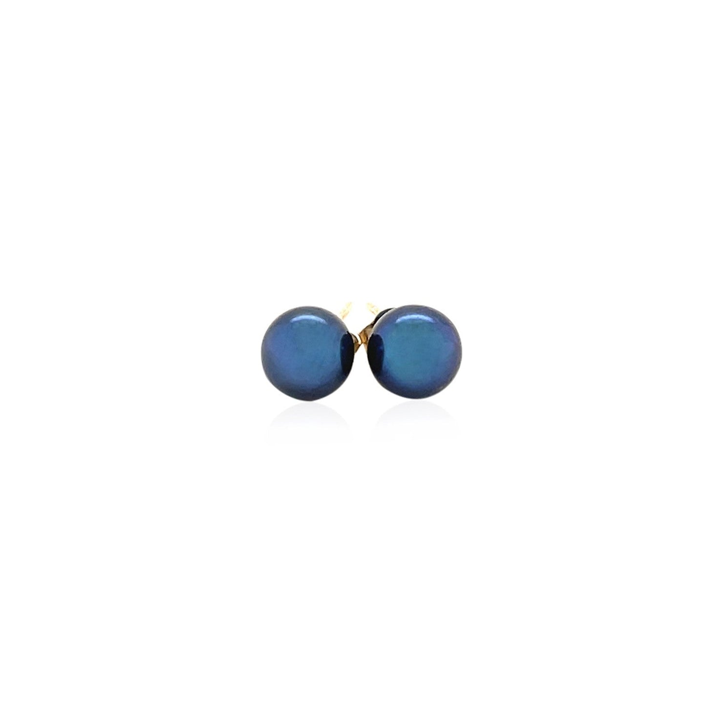 14k Yellow Gold Cultured Black Pearl Stud Earrings (6.0 mm)-1