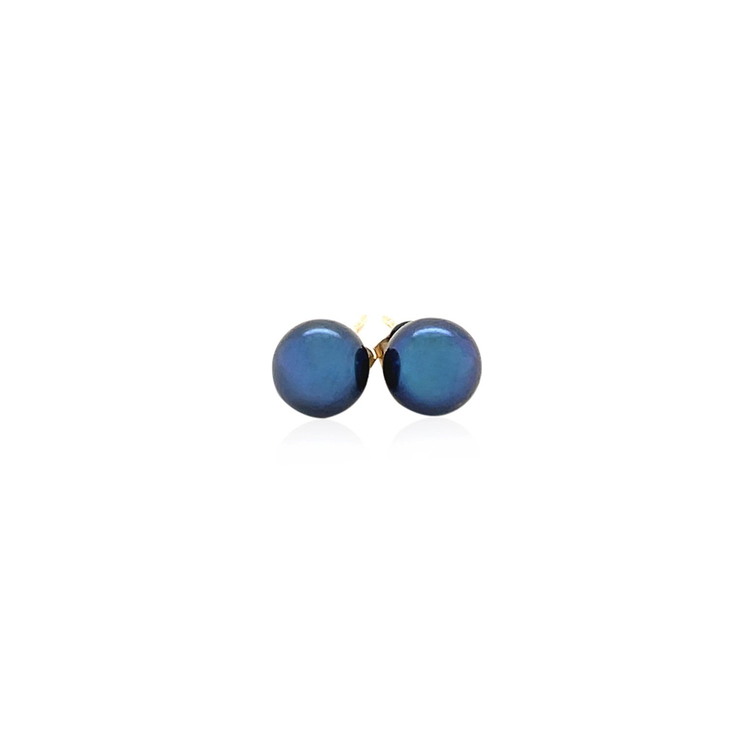 14k Yellow Gold Cultured Black Pearl Stud Earrings (6.0 mm)-1