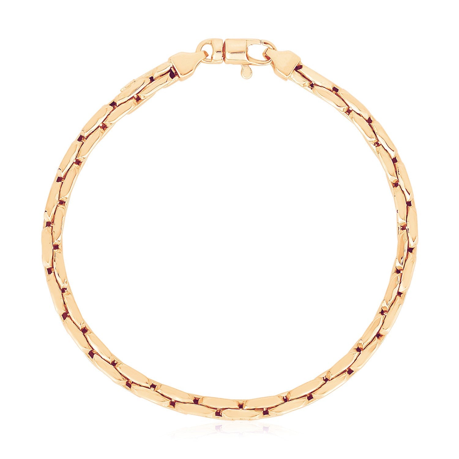 14k Rose Gold High Polish Compressed Cable Link Bracelet-1