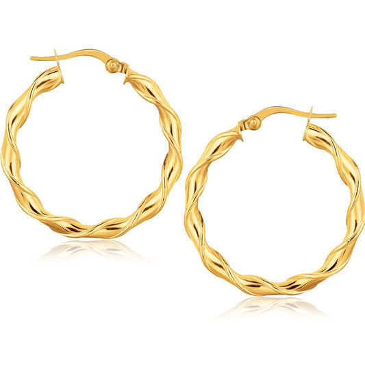 14k Yellow Gold Hoop Earrings (1 1/8 inch)-0