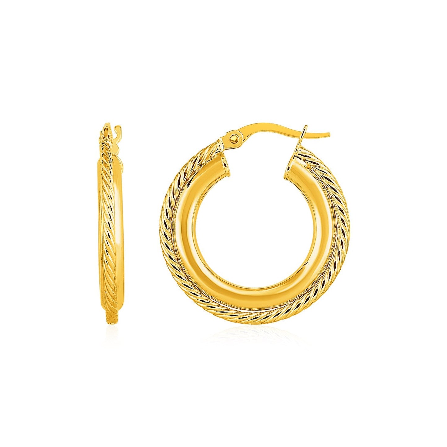 Rope Texture Hoop Earrings in 14k Yellow Gold-0