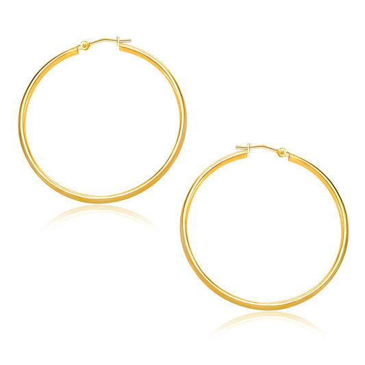 14k Yellow Gold Polished Hoop Earrings (30mm)-0