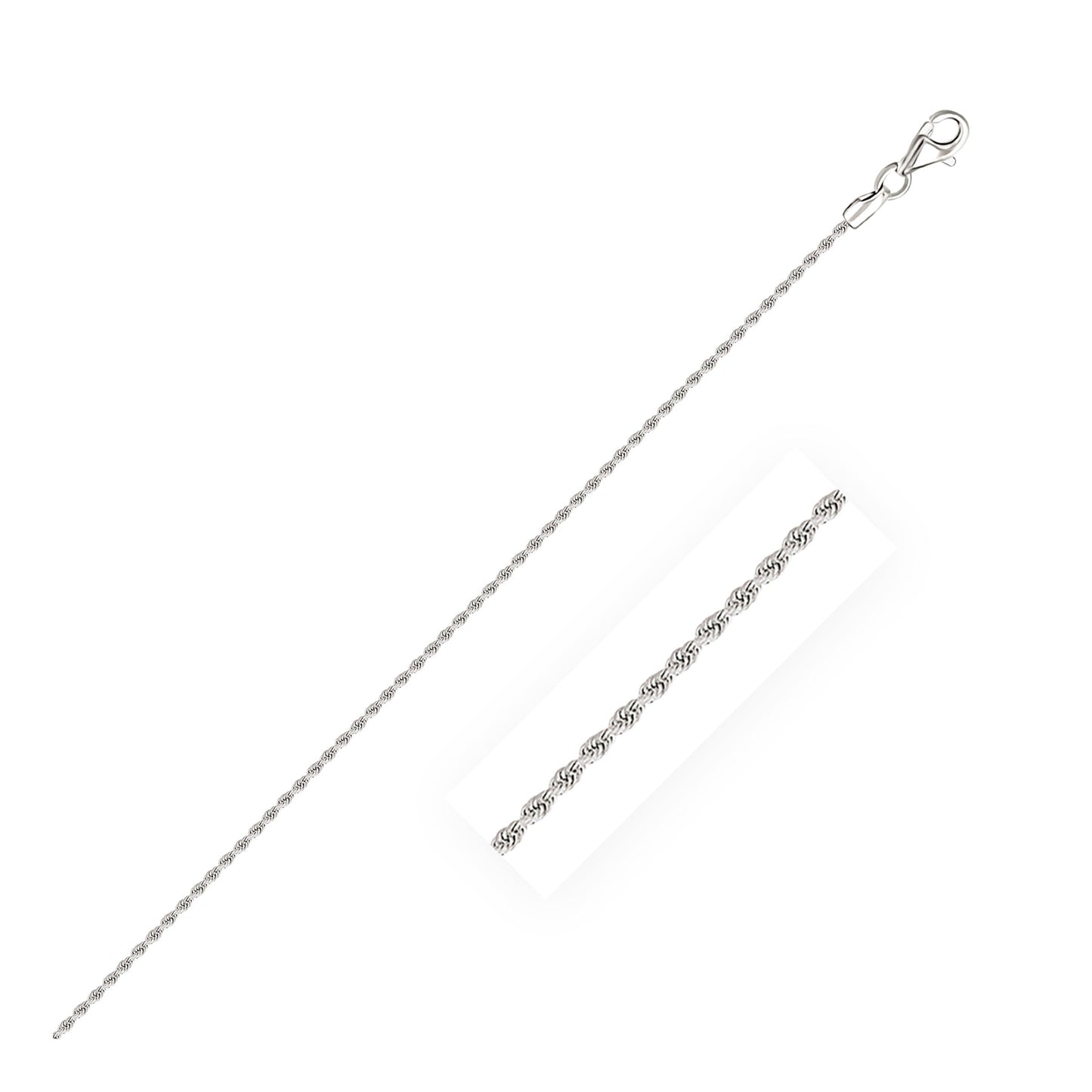 14k White Gold Solid Diamond Cut Rope Bracelet 1.5mm-0