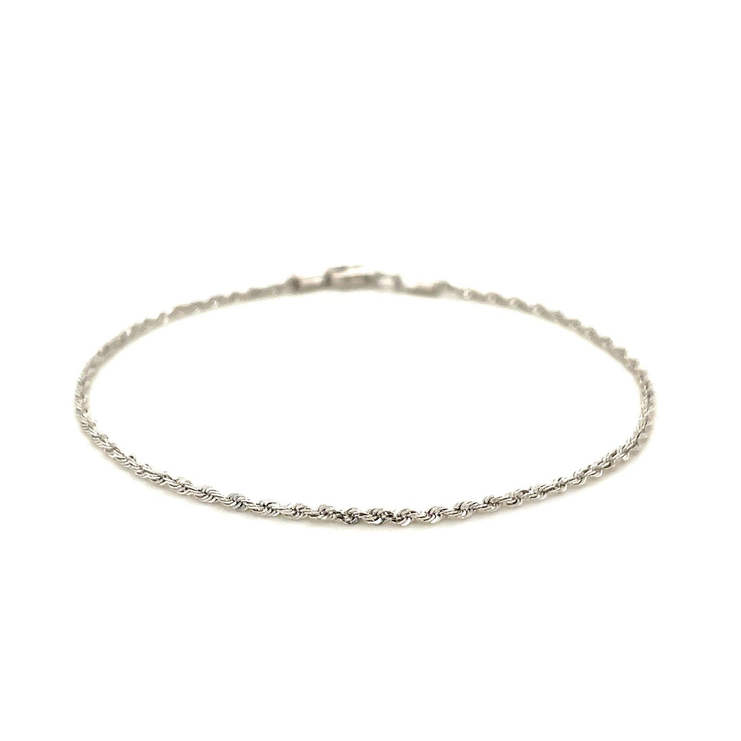 14k White Gold Solid Diamond Cut Rope Bracelet 1.5mm-1