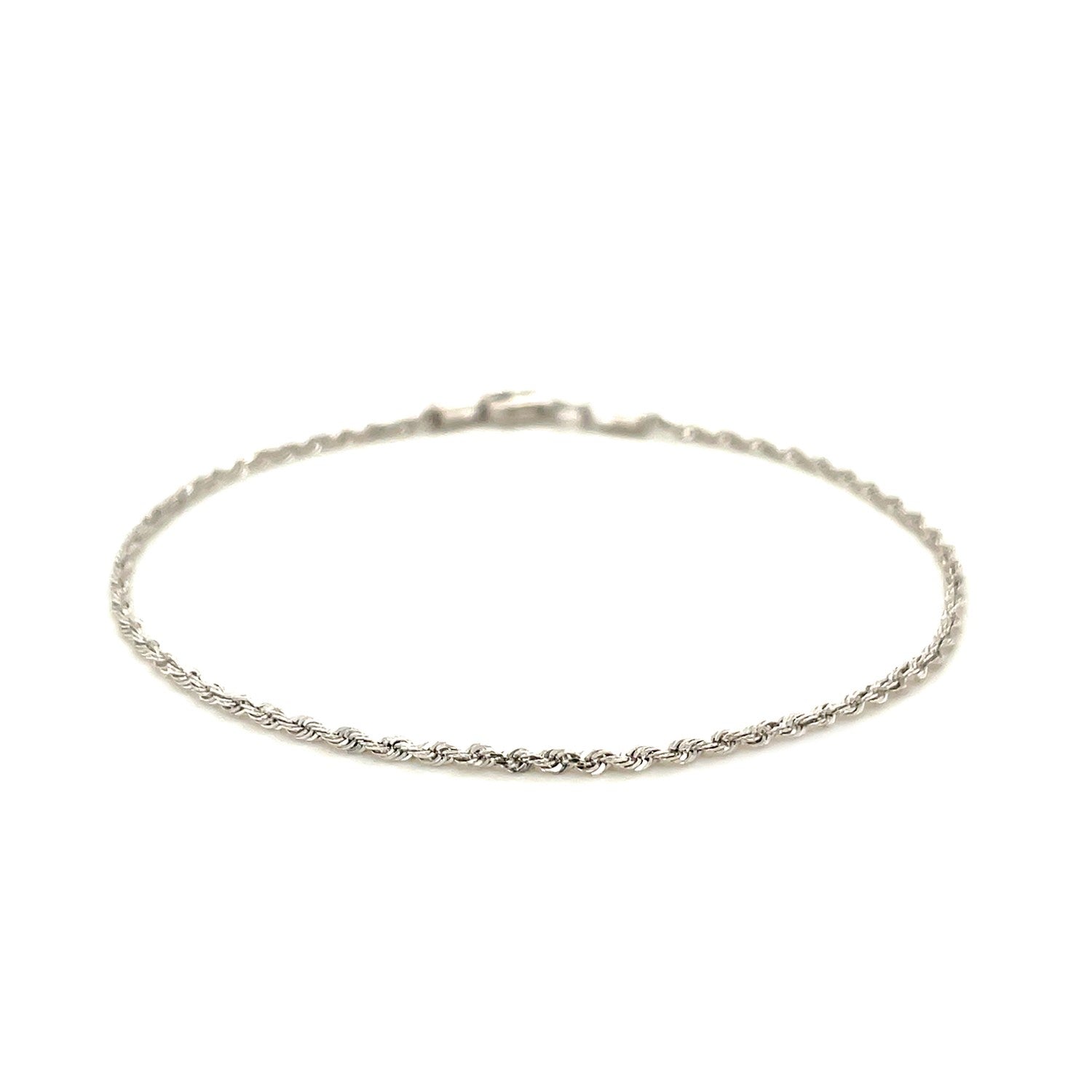 14k White Gold Solid Diamond Cut Rope Bracelet 1.5mm-1
