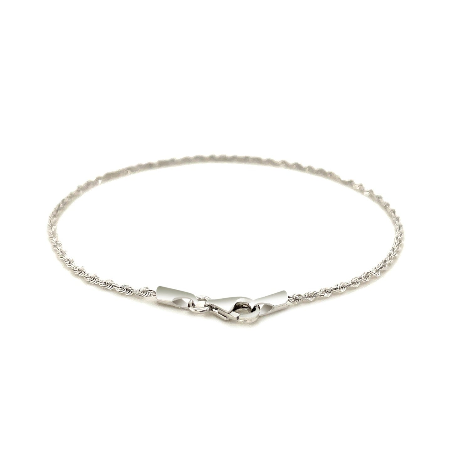 14k White Gold Solid Diamond Cut Rope Bracelet 1.5mm-2