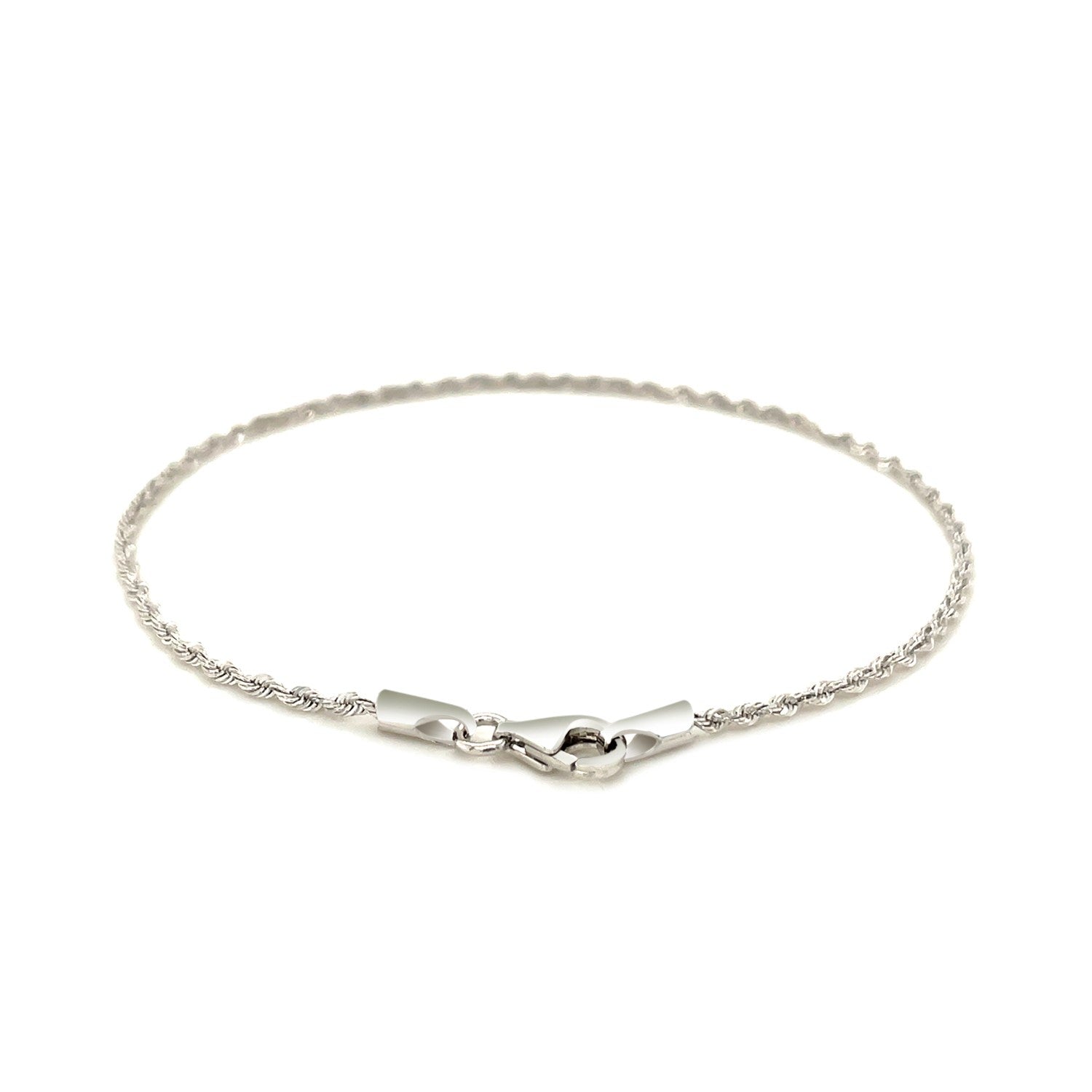 14k White Gold Solid Diamond Cut Rope Bracelet 1.5mm-2