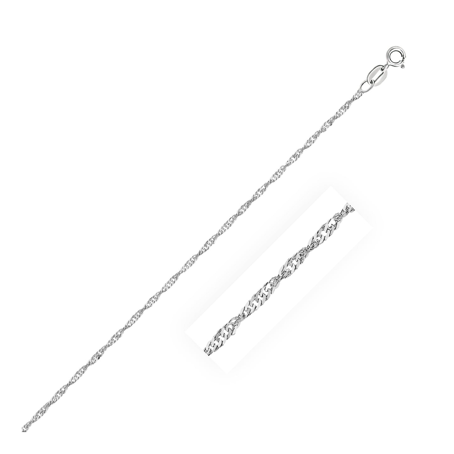 14k White Gold Singapore Anklet 1.5mm-0