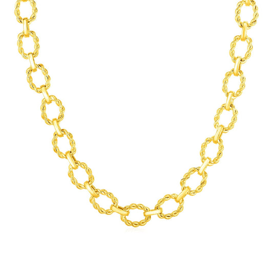 14k Yellow Gold Twisted Oval Link Necklace-0