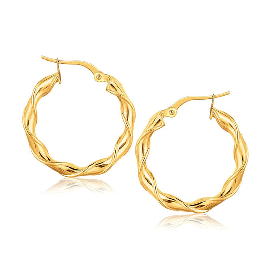 14k Yellow Gold Hoop Earrings (1 inch)-0