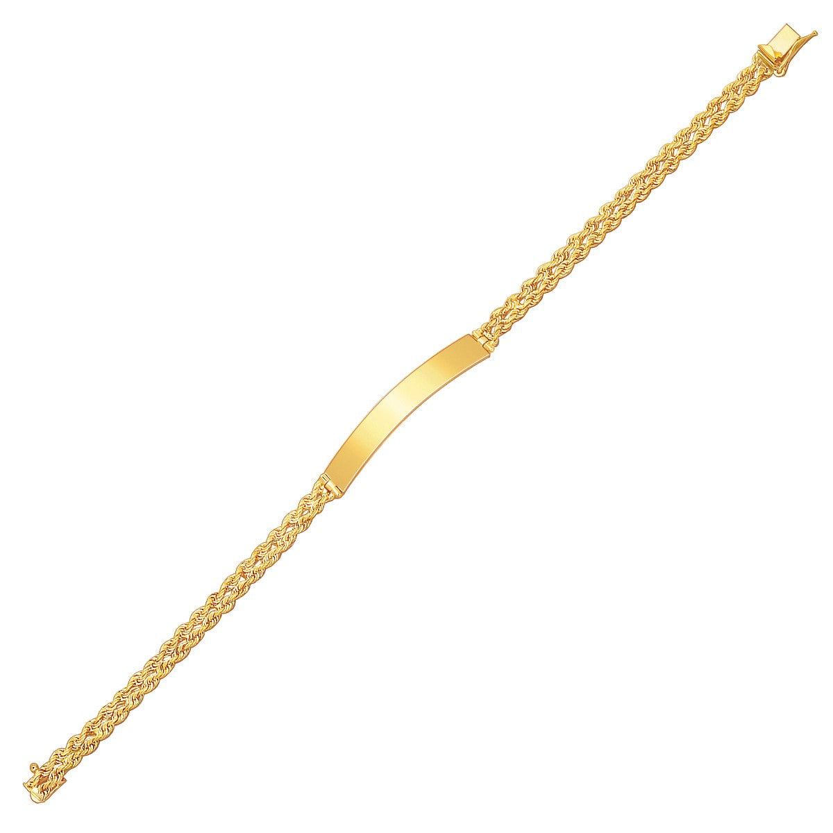 14k Yellow Gold ID Bracelet with Double Rope Chain-0