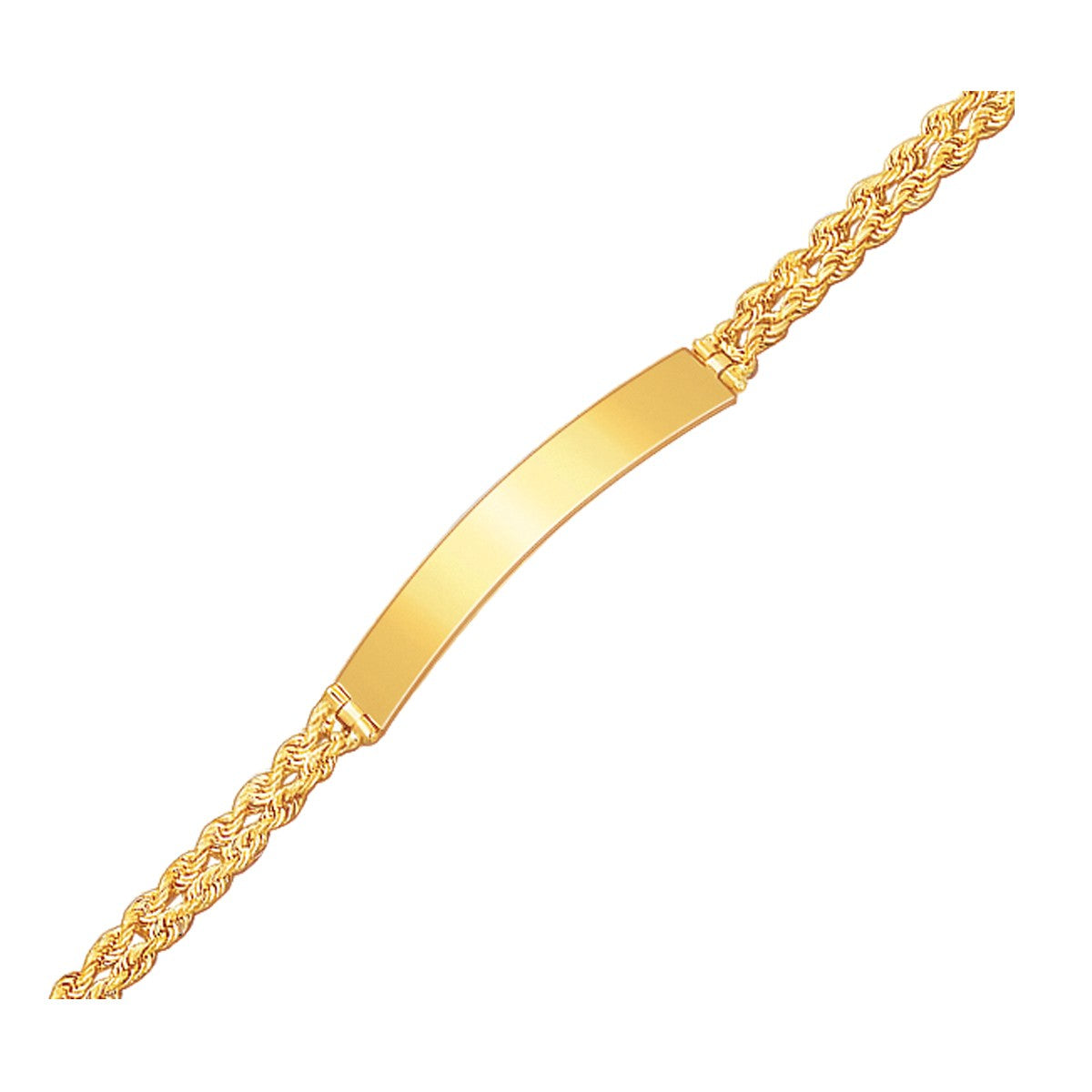 14k Yellow Gold ID Bracelet with Double Rope Chain-1