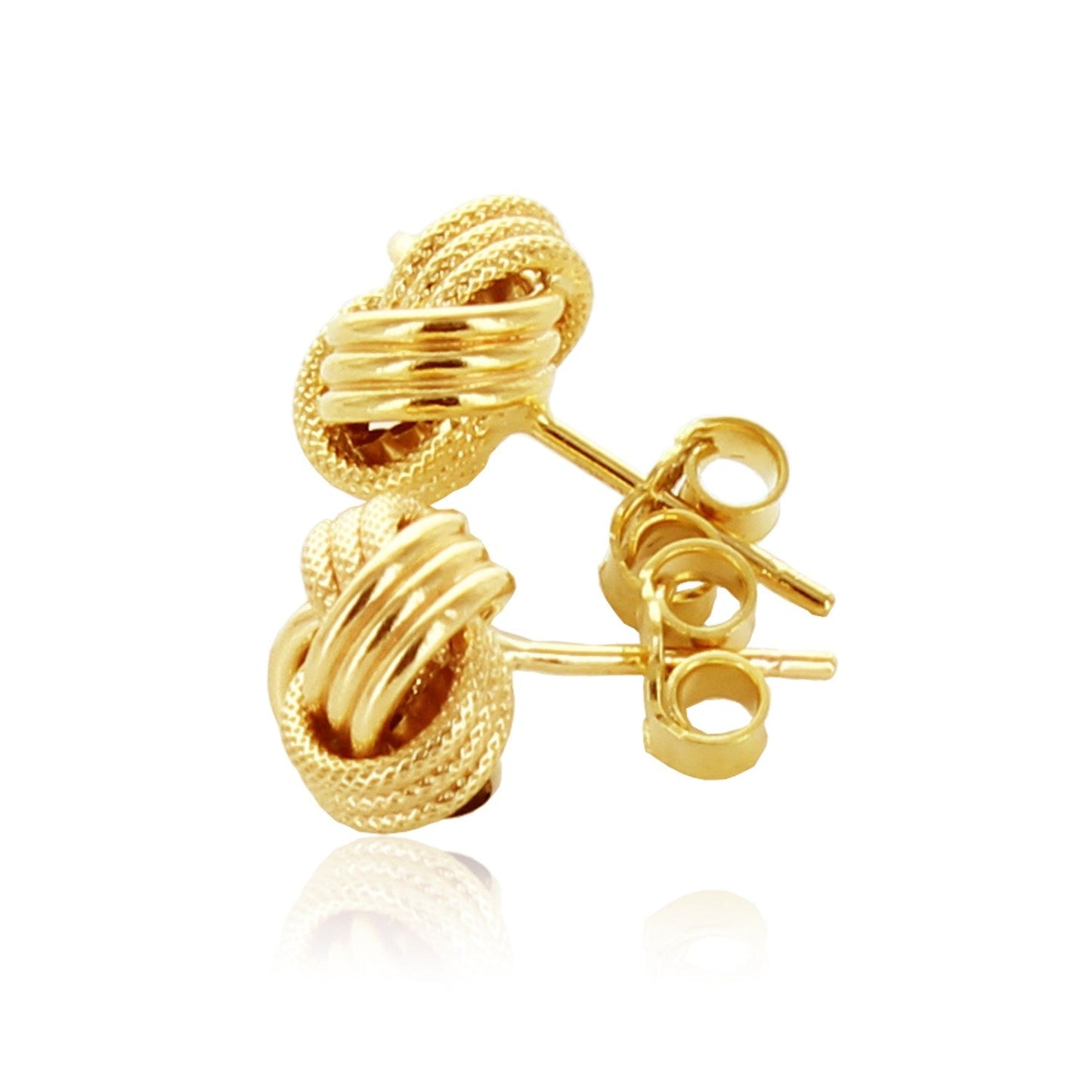 14k Yellow Gold Love Knot with Ridge Texture Earrings-2