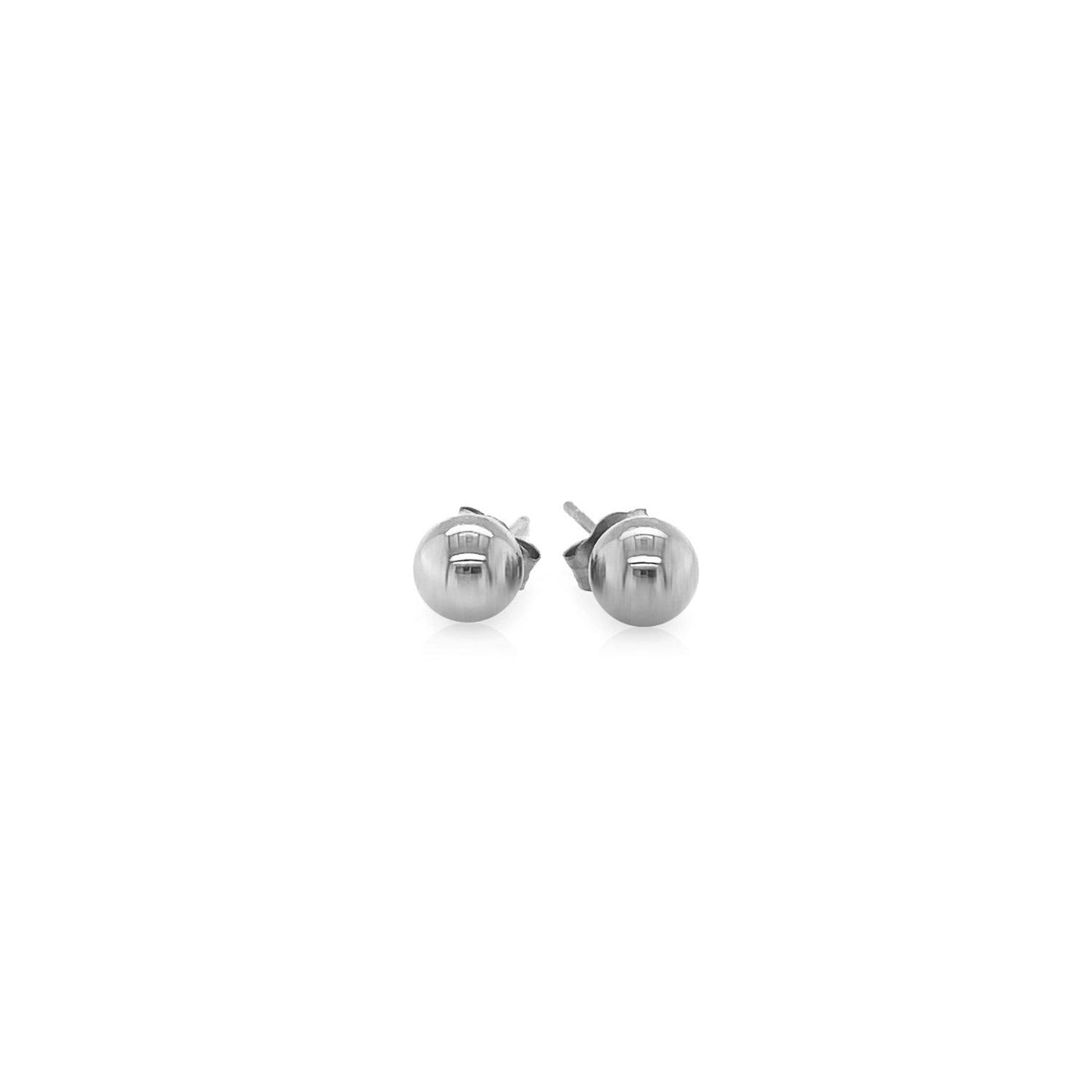 14k White Gold Classic Round Stud Earrings (5.0 mm)-1