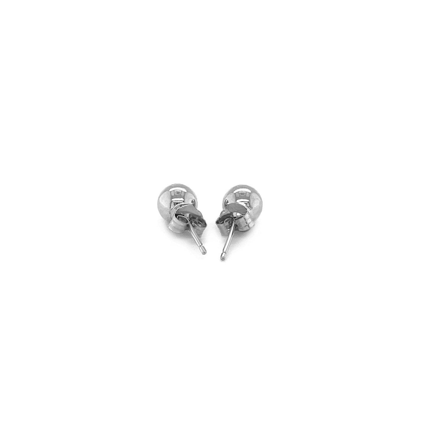 14k White Gold Classic Round Stud Earrings (5.0 mm)-2