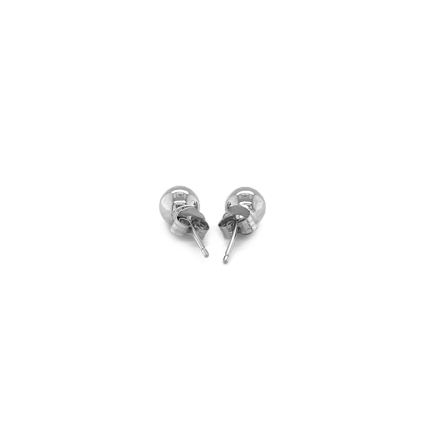 14k White Gold Classic Round Stud Earrings (5.0 mm)-2