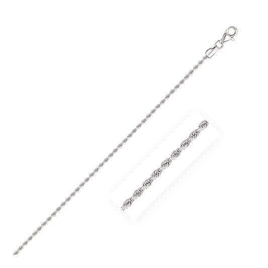 2.0mm 14k White Gold Solid Diamond Cut Rope Bracelet-0
