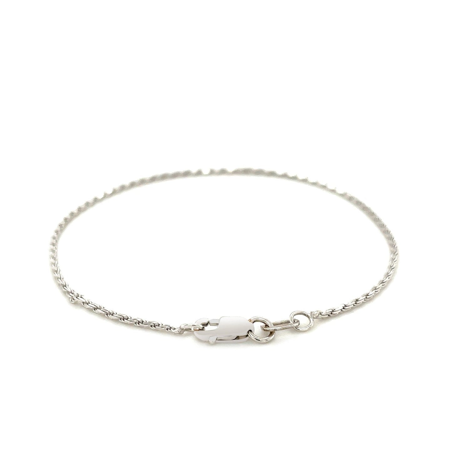 2.0mm 14k White Gold Solid Diamond Cut Rope Bracelet-1