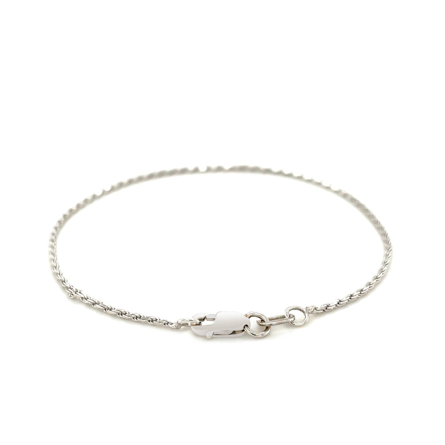 2.0mm 14k White Gold Solid Diamond Cut Rope Bracelet-1